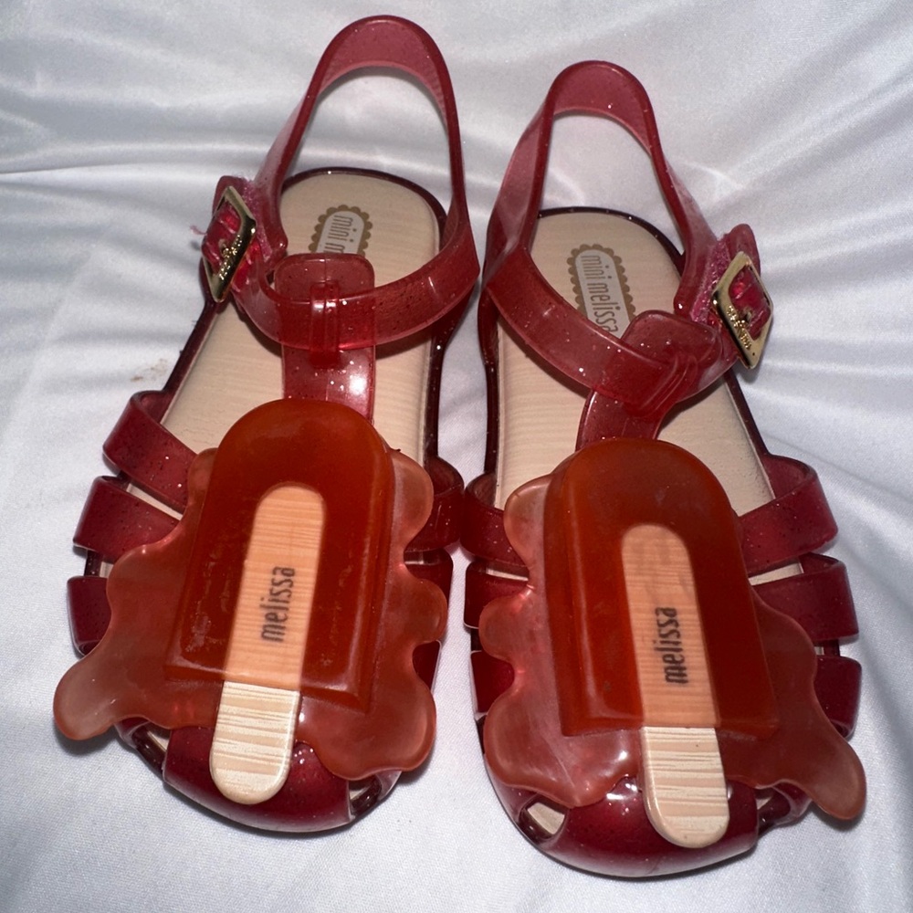 Melissa Kids Glittery Red Sandals